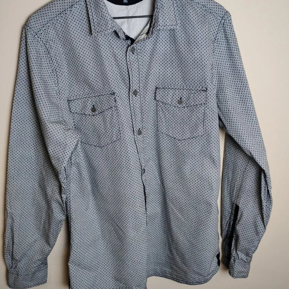 PD&C Navy Blue and White Button Down Shirt, Large - Picture 2 of 12